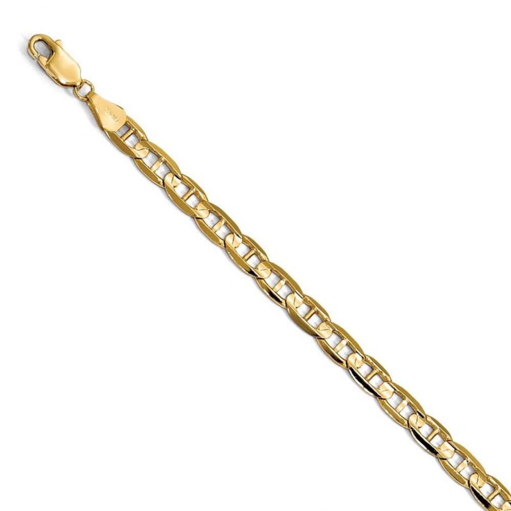 5.25mm 14k Yellow Gold Concave Anchor Chain Bracelet - 7 Inch